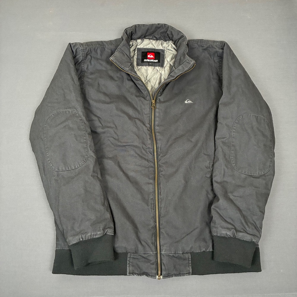 Y2K Quiksilver Full Zip Black Bomber Jacket Men's Size Large